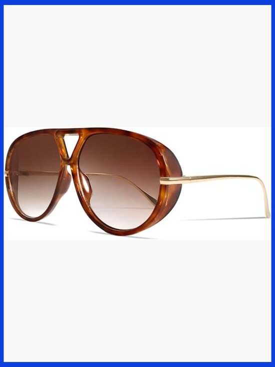 Retro Gold Oversized Aviator Sunglasses UV400 Metal Frame Unisex main image 7